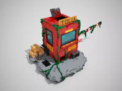 3D Voxel Post-apocalyptic bloody Tollbooth  3D model