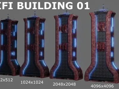 SciFi Cyberpunk Building 01 Low-poly 3D model