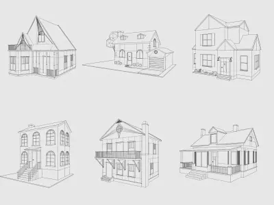 Cartoon House Pack Low-poly 3D model
