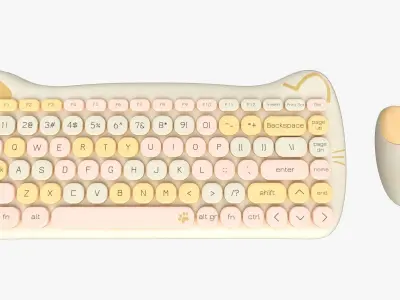 Wireless Keyboard Mouse Set Yellow Tones Version 3D model
