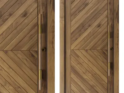 Modern Wood Door Set 02  3D model