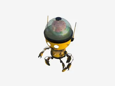 Brain Robot G05 Yellow - SciFi Character Design Low-poly 3D model