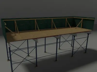 NYC Sidewalk Shed Low-poly 3D model
