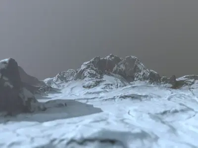 Rock Terrain under the Snow Low-poly 3D model