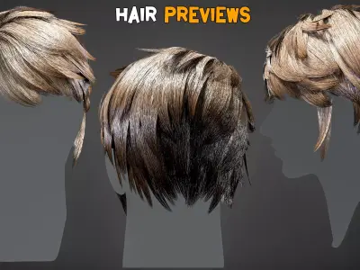 10 Anime Hair Model and PBR Texture   Vol 04 Low-poly 3D model