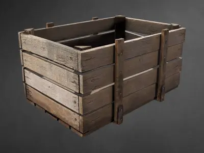 Old wooden crate Low-poly 3D model