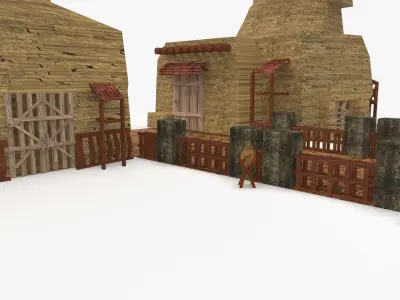 Medieval Windmill Environment Low-poly 3D model