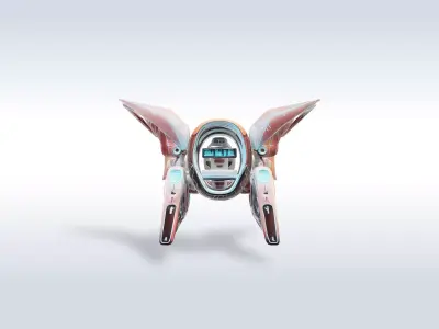 Futuristic Sci-Fi Flying Drone Robot with Cockpit Game Ready 82 3D model