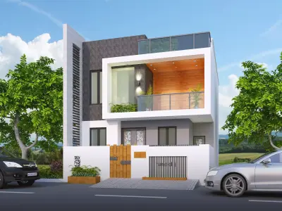 Front elevation Villa  Low-poly 3D model