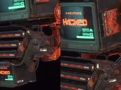  2 Cyberpunk Monitors-C4D-Octane-Redshift 