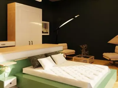 GREEN AND WHITE MODERN MATER BEDROOM Free 3D model