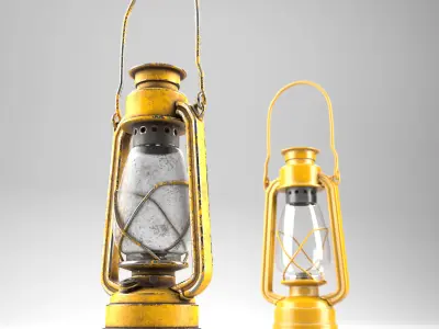 Oillamp with dirty and clean textures Low-poly 3D model