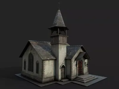 Medieval Catholic Church Low-poly 3D model