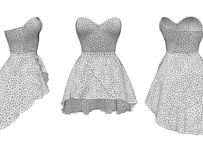 Empire Cocktail Dress Low-poly 3D model