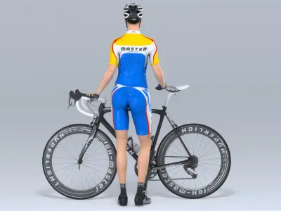  Female Cyclist Animated HQ Editorial License 