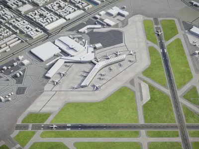 Houston William Hobby Airport Low-poly 3D model