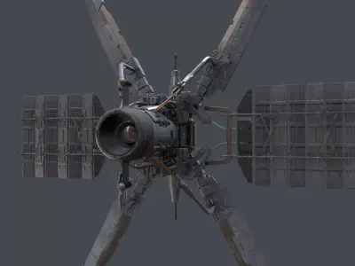 scifi-model529 space station with two propellers 3D model