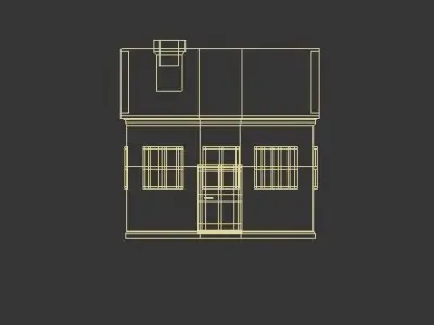 House Low Poly door with four panels Low-poly 3D model