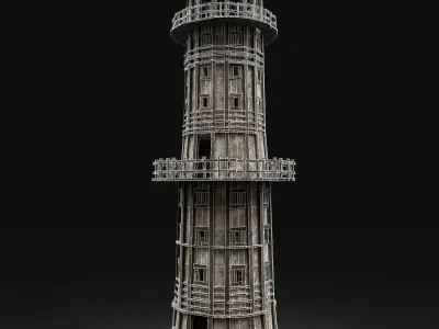 ENTERABLE AAA NEXT GEN MEDIEVAL LIGHTHOUSE LANTERN TOWER Low-poly 3D model