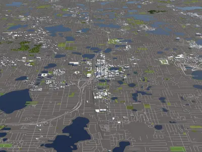 Orlando 50x50km City Map Model 3D model