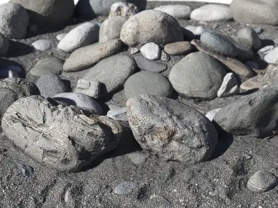 Stacked stones on the ground Low-poly 3D model