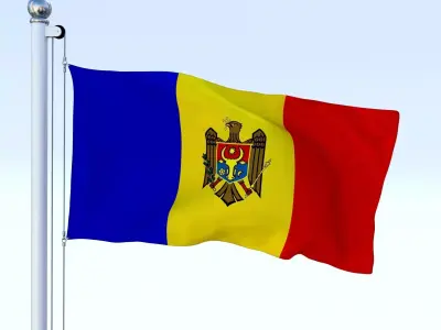 Animated Moldova Flag Low-poly 3D model