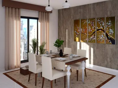 Dining Room Scene Free 3D model