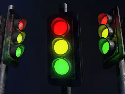 3D Traffic Signal Low-poly 3D model