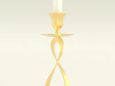 Candlesick golden candle stand 3D model