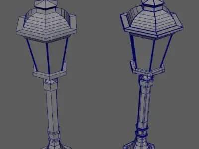Lamppost street lamp Low-poly 3D model