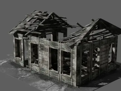 Abandoned old house - realistic low poly Low-poly 3D model buy