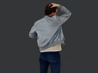 Stylish Young Man Adjusting Hair 3D model