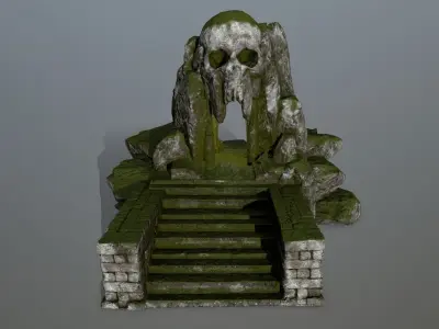 skull cave Low-poly 3D model