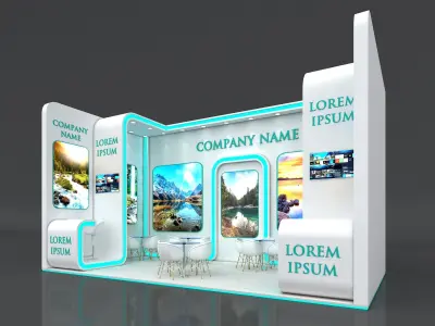 Booth Exhibition Stand Stall 8x4m Height 450 cm 1 Side Open 3D model