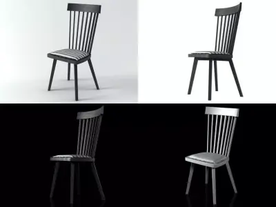 Gray four different chairs 3D model