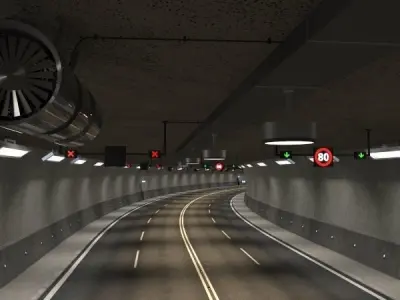Tileable road tunnel 01 3D model
