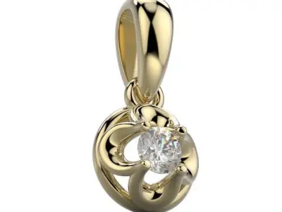 141027 P simple pendant with round gemstone Free 3D print model