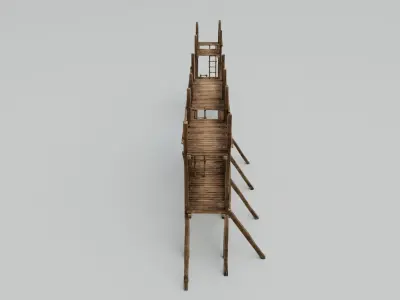 Medieval Wooden Scaffolding Low-poly 3D model