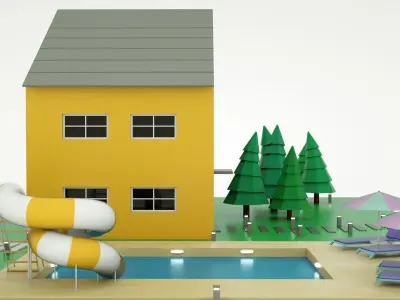 Modern House Low-poly 3D model