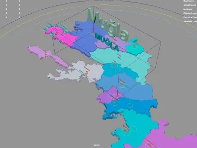 Mugla  Aegean Region  Turkey map region geography political 3D model
