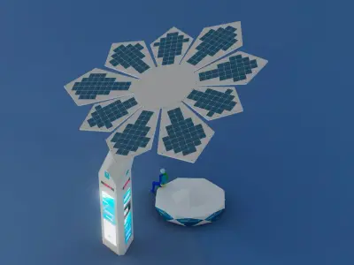 Solar Smart Palm Tree Futuristic Urban Furniture 3D Model 3D model