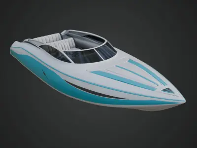 Speed Boat with Blue Accents 3D model