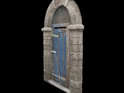 old door Low-poly 3D model