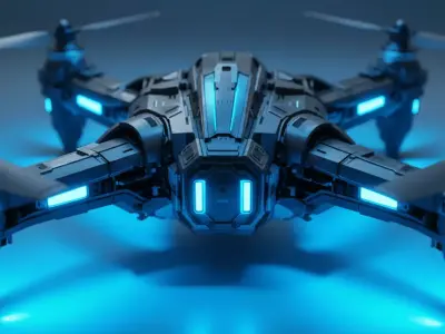 Futuristic Drone 3D Model Sci-Fi UAV  Game-Ready Low Poly  Low-poly 3D model