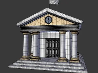 Iconic Cartoon University Low-poly 3D model