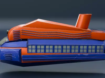 Stylized Sci-Fi Ship 3D Model Low-poly 3D model