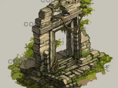 Kashayana Buddha in the ruins of the forest 3 3D model