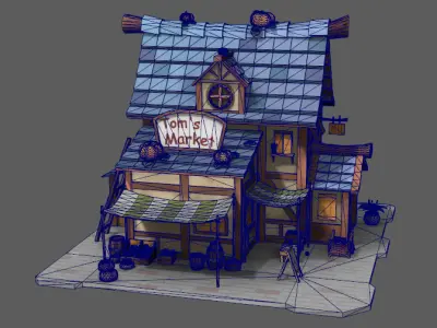 Stylish cottage Low-poly 3D model