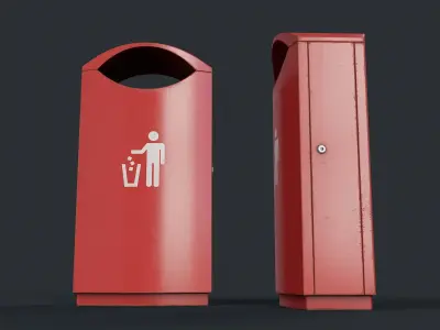 Street Trash Can 11 PBR Game Ready Low-poly 3D model