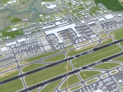 Sheremetyevo International Airport 20km Low-poly 3D model